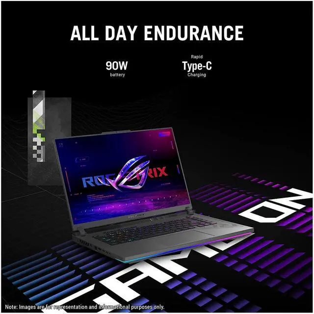Alt view image 4 of 7 - Asus Rog Strix G16 Gaming Laptop, Intel i9-13980HX, 32 GB DDR5 Ram, 2 TB PCle SSD, 16"" QHD+ (1920x1200), Nvidia Geforce RTX 4060, W11 Home, Gray