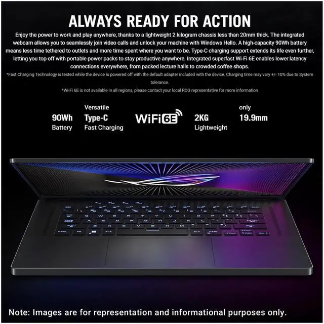 Alt view image 3 of 7 - ASUS ROG Zephyrus G16 Gaming Laptop, Intel i7-13620H, 16 GB DDR4 RAM, 512 GB PCle SSD, 16" FullHD (1920x1080), Nvidia G-force RTX 4070, W11 Home