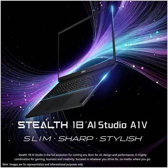 Alt view image 6 of 7 - MSI Stealth 18 AI Studio Gaming Laptop, Intel Ultra 9-185H, 32 GB DDR5 RAM, 1 TB PCle SSD, 18 QHD+ (2560x1600) 240Hz, Nvidia G-force RTX 4080, Backlit Keyboard, W11 Home