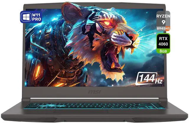 Main image of MSI Thin A15 Gaming AI Laptop, AMD Ryzen 9 8945HS, 64 GB DDR5 RAM, 4 TB PCIe SSD, 15.6" FHD (1920x1080) 144 Hz IPS Display, Nvidia G-Force RTX 4060, Backlit Keyboard, W11 Pro, Black