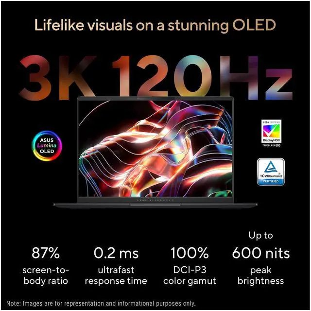 Alt view image 2 of 7 - ASUS Vivobook S14 Copilot+ Laptop, AMD Ryzen AI 9 365, 24 GB LPDDR5X RAM, 1 TB PCIe SSD, 14" OLED 3K (2880x1800) 120Hz Display, AMD Radeon 880M, RGB Backlit Keyboard, W11 Pro, Neutral Black