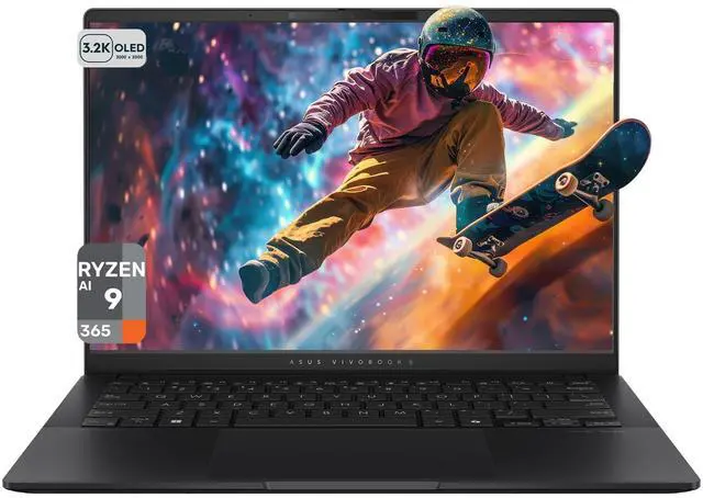 Main image of ASUS Vivobook S14 Copilot+ Laptop, AMD Ryzen AI 9 365, 24 GB LPDDR5X RAM, 512 GB PCIe SSD, 14" OLED 3K (2880x1800) 120Hz Display, AMD Radeon 880M, RGB Backlit Keyboard, W11 Home, Neutral Black