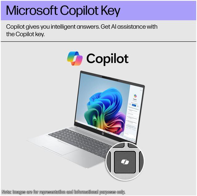 Alt view image 2 of 7 - HP OmniBook 5 AI Copilot+ Laptop, AMD Ryzen AI 7 350, 32 GB LPDDR5x RAM, 1 TB PCIe SSD, 16" 2K (1920x1200) Touchscreen Display, AMD Radeon 860M, Backlit Numeric Keyboard, W11 Home, Silver