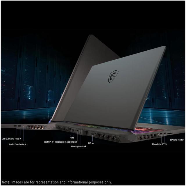 Alt view image 4 of 7 - MSI Vector 16 HX AI Gaming Laptop, Intel Ultra 9-275HX, 32 GB DDR5 RAM, 1 TB PCIe SSD, 16" WQXGA (2560x1600) 240Hz Display, Nvidia G-Force RTX 5080, 24 Zone RGB Keyboard, W11 Pro, Cosmo Gray