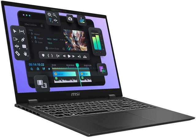 Alt view image 6 of 7 - MSI Prestige 16AI Studio Laptop, Intel Ultra 7-155H, 32 GB LPDDR5 RAM, 1 TB PCIe SSD, 16" QHD+ (2560x1600) Display, Nvidia G-Force RTX 4070, Backlit Numeric Keyboard, W11 Pro, Gray