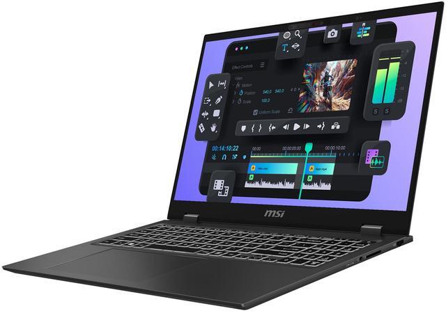 Alt view image 7 of 7 - MSI Prestige 16AI Studio Laptop, Intel Ultra 7-155H, 32 GB LPDDR5 RAM, 1 TB PCIe SSD, 16" QHD+ (2560x1600) Display, Nvidia G-Force RTX 4070, Backlit Numeric Keyboard, W11 Pro, Gray