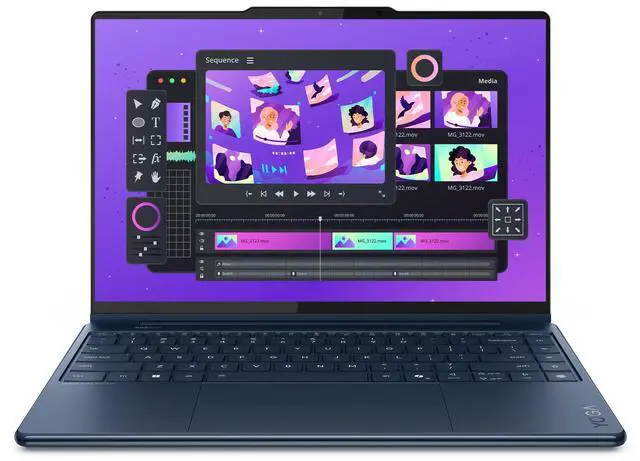 Alt view image 6 of 7 - Lenovo Yoga 9i 2-in-1 Copilot+ Laptop, Intel Ultra 7-258V, 32 GB LPDDR5x RAM, 2 TB PCIe SSD, 14" 3K (2880x1800) OLED Touchscreen Display, Intel Arc Graphics, Backlit Keyboard, W11 Pro, Cosmic Blue