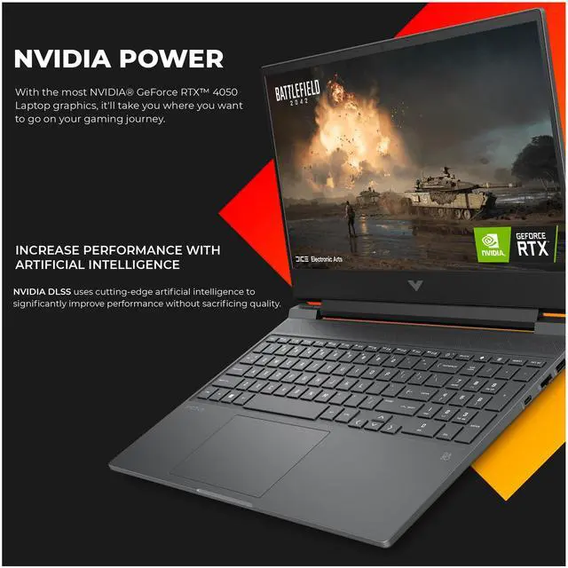 Alt view image 3 of 7 - HP Victus Gaming Laptop, AMD Ryzen 5 8645HS, 32 GB DDR5 RAM, 1 TB PCIe SSD, 15.6" FHD (1920x1080) 144Hz Display, Nvidia G-Force RTX 4050, Backlit Numeric Keyboard, W11 Home, Mica Silver
