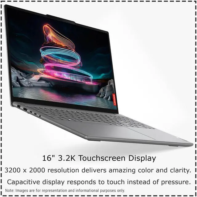 Alt view image 2 of 7 - Lenovo Yoga Pro 9i Laptop, Intel Core 9-185H, 32 GB LPDDR5X RAM, 2 TB PCIe SSD, 16" 3.2K Mini LED Touchscreen (3200x2000) Display, Nvidia G-Force RTX 4060, Backlit Keyboard, W11 Pro, Luna Grey
