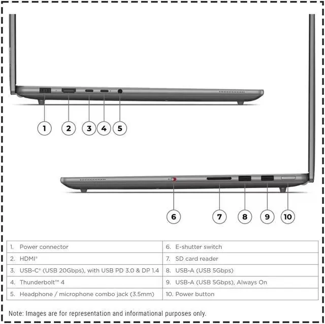 Alt view image 4 of 7 - Lenovo Yoga Pro 9i Laptop, Intel Core 9-185H, 32 GB LPDDR5X RAM, 2 TB PCIe SSD, 16" 3.2K Mini LED Touchscreen (3200x2000) Display, Nvidia G-Force RTX 4060, Backlit Keyboard, W11 Pro, Luna Grey