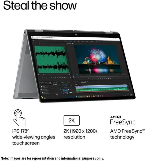 Alt view image 4 of 7 - HP OmniBook X Flip 2-in-1 Copilot+ Laptop, AMD Ryzen AI 7-350, 24 GB LPDDR5x RAM, 1 TB PCIe SSD, 16" 2K (1920x1200) Touchscreen, AMD Radeon 860M, Backlit Keyboard, W11 Home, Meteor Silver