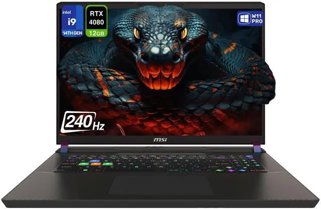 Main image of MSI Vector 17 HX Gaming Laptop, Intel i9-14900HX, 64 GB DDR5 RAM, 4 TB PCIe SSD, 17" QHD+ (2560x1600) 240Hz Display, Nvidia G-Force RTX 4080, Backlit Keyboard, W11 Pro, Cosmo Gray