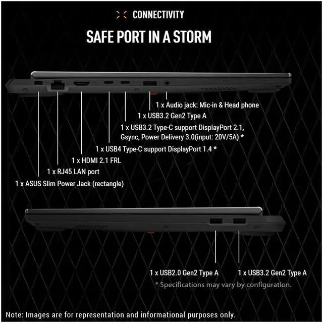 Alt view image 3 of 7 - ASUS TUF A16 Copilot+ Gaming Laptop, AMD Ryzen AI 9 270, 64 GB DDR5 RAM, 4 TB PCle SSD, 16" FHD+ (1920x1200) 165Hz Display, Nvidia G-Force RTX 5070, 1-Zone RGB Keyboard, W11 Home, Jaegar Gray