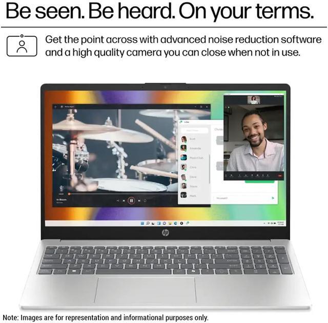 Alt view image 3 of 7 - HP 15 Laptop, Intel i7-1355U, 16 GB DDR4 RAM, 1 TB PCIe SSD, 15.6" FHD (1920x1080) Touchscreen, Iris Xe Graphics, W11 Home, Natural Silver