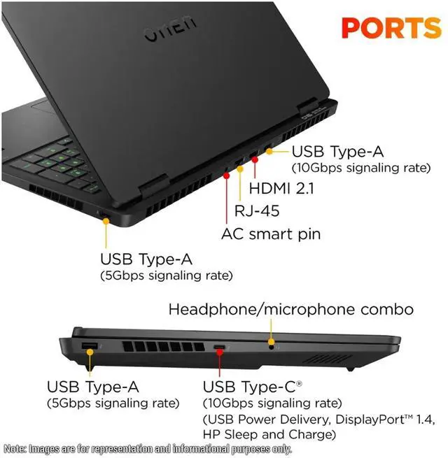 Alt view image 4 of 7 - HP OMEN Gaming Laptop, AMD Ryzen 9-8940HX, 64 GB DDR5 RAM, 2 TB PCIe SSD, 16" 2K (1920x1200) 144Hz Display, Nvidia G-Force RTX 5060, Backlit Keyboard, W11 Home, Shadow Black