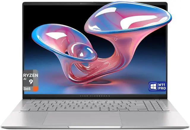 Main image of ASUS Vivobook S16 Copilot+ Laptop, AMD Ryzen AI 9-365, 32 GB LPDDR5x RAM, 2 TB PCIe SSD, 16" 3.2K (3200x2000) Display, AMD Radeon 880M, 1-Zone RGB Backlit Keyboard, W11 Pro, Silver