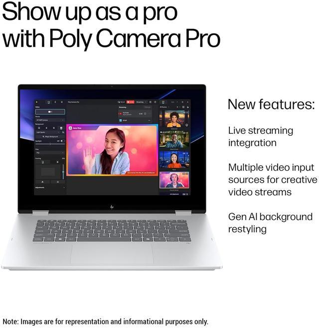 Alt view image 2 of 7 - HP OmniBook 7 Flip Copilot+ AI Laptop, Intel Ultra 7-258V, 32 GB LPDDR5x RAM, 1 TB PCIe SSD, 16" 3K (2880x1800) OLED Touchscreen, Intel Arc 140V, Backlit Keyboard, W11 Home, Silver