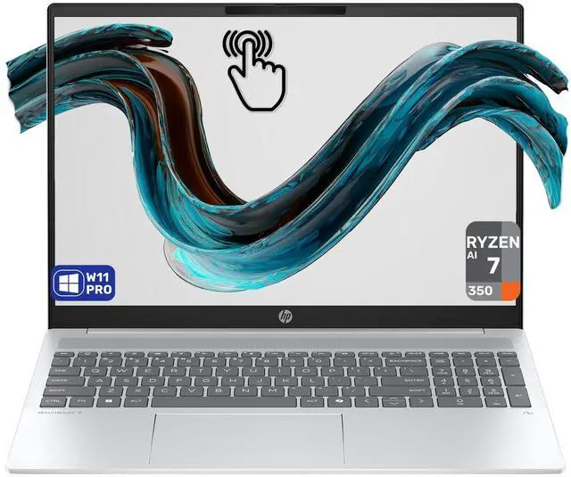 Main image of HP OmniBook 5 AI Copilot+ Laptop, AMD Ryzen AI 7 350, 16 GB LPDDR5x RAM, 2 TB PCIe SSD, 16" 2K (1920x1200) Touchscreen Display, AMD Radeon 860M, Backlit Numeric Keyboard, W11 Pro, Silver