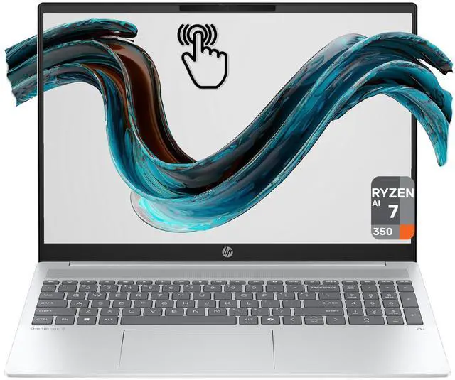 Main image of HP OmniBook 5 AI Copilot+ Laptop, AMD Ryzen AI 7 350, 16 GB LPDDR5x RAM, 2 TB PCIe SSD, 16" 2K (1920x1200) Touchscreen Display, AMD Radeon 860M, Backlit Numeric Keyboard, W11 Home, Silver