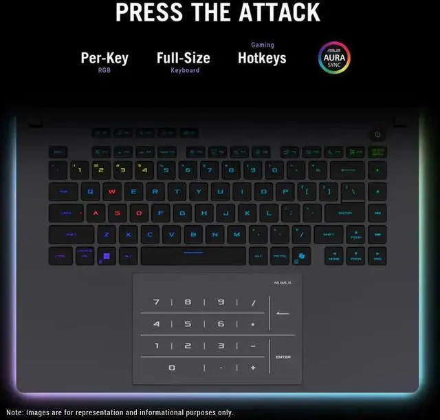 Alt view image 4 of 7 - ASUS ROG Strix G16 Gaming Laptop, Intel Ultra 9-275HX, 64 GB DDR5 RAM, 2 TB PCIe SSD, 16" 2.5K (2560x1600) 240Hz Nebula Display, Nvidia G-Force RTX 5070, RGB Backlit Keyboard, W11 Pro, Eclipse Gray