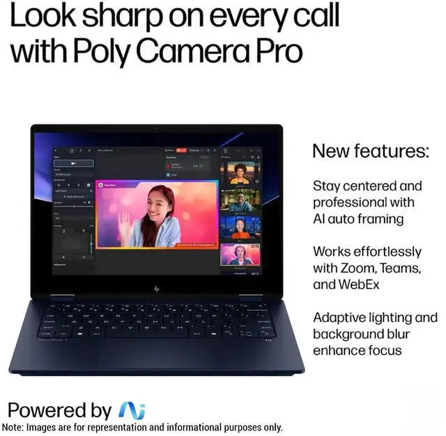 Alt view image 2 of 7 - HP OmniBook X Flip 2-in-1 Copilot+ Laptop, Intel Ultra 7-256V, 16 GB LPDDR5x RAM, 1 TB PCIe SSD, 14" 2K (1920x1200) Touchscreen, Intel Arc 140V, Backlit Keyboard, W11 Home, Atmospheric Blue