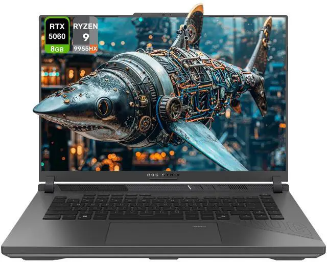 Main image of ASUS ROG Strix G16 Gaming Laptop, AMD Ryzen 9-9955HX, 64 GB DDR5 RAM, 4 TB PCIe SSD, 16" WUXGA (1920x1200) 165Hz Display, Nvidia G-Force RTX 5060, 4-Zone RGB Keyboard, W11 Home, Eclipse Gray