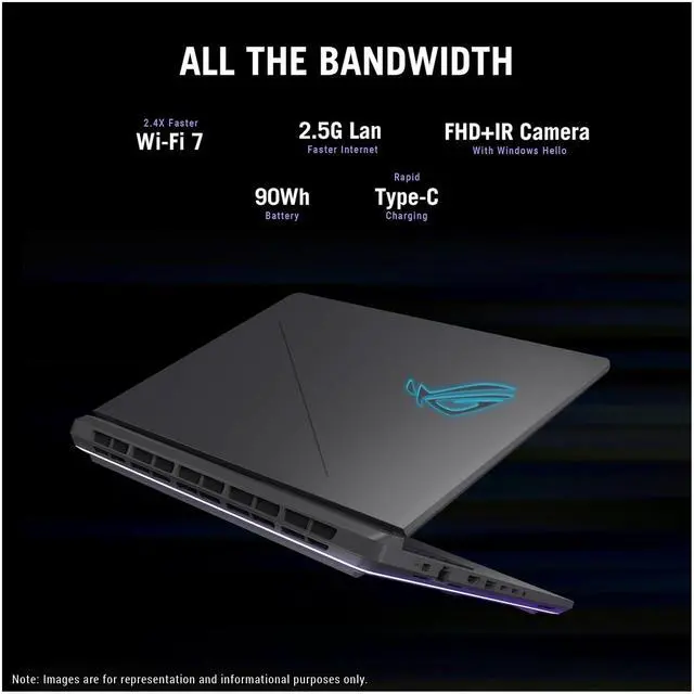 Alt view image 5 of 7 - ASUS ROG Strix G16 Gaming Laptop, Intel i7-14650HX, 16 GB DDR5 RAM, 2 TB PCIe SSD, 16 FHD+ (1920x1200) Display, Nvidia G-Force RTX 5060, 4-Zone RGB Keyboard, W11 Home, Eclipse Gray