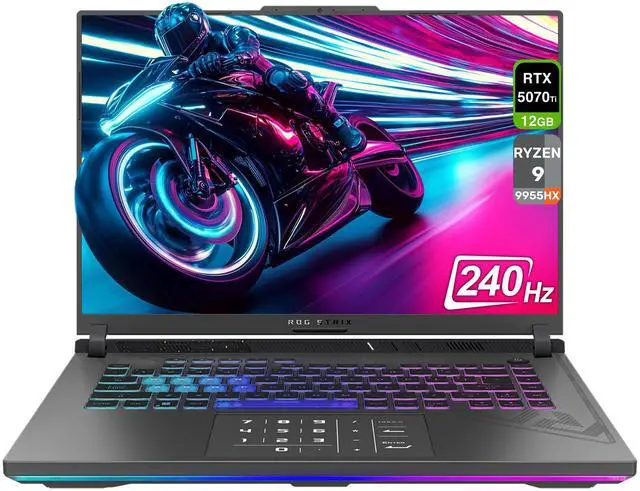 Alt view image 4 of 7 - ASUS ROG Strix G16 Gaming Laptop, AMD Ryzen 9-9955HX, 64 GB DDR5 RAM, 2 TB PCIe SSD, 16" 2.5K (2560x1600) Display, Nvidia G-Force RTX 5070Ti, Backlit Chiclet Keyboard RGB, W11 Pro, Eclipse Gray