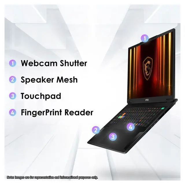 Alt view image 7 of 7 - MSI Stealth 18 HX AI Gaming Laptop, Intel Ultra 9-275HX, 96 GB DDR5 RAM, 2 TB PCIe SSD, 18" QHD+ (2560x1600) 240Hz Display, Nvidia G-Force RTX 5070Ti, Per-Key RGB Keyboard, W11 Pro, Midnight Black