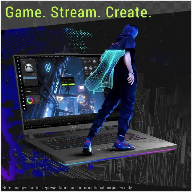 Alt view image 2 of 7 - ASUS ROG Strix G16 Gaming Laptop, AMD Ryzen 9-9955HX, 64 GB DDR5 RAM, 1 TB PCIe SSD, 16" 2.5K (2560x1600) Display, Nvidia G-Force RTX 5070Ti, Backlit Chiclet Keyboard RGB, W11 Home, Eclipse Gray