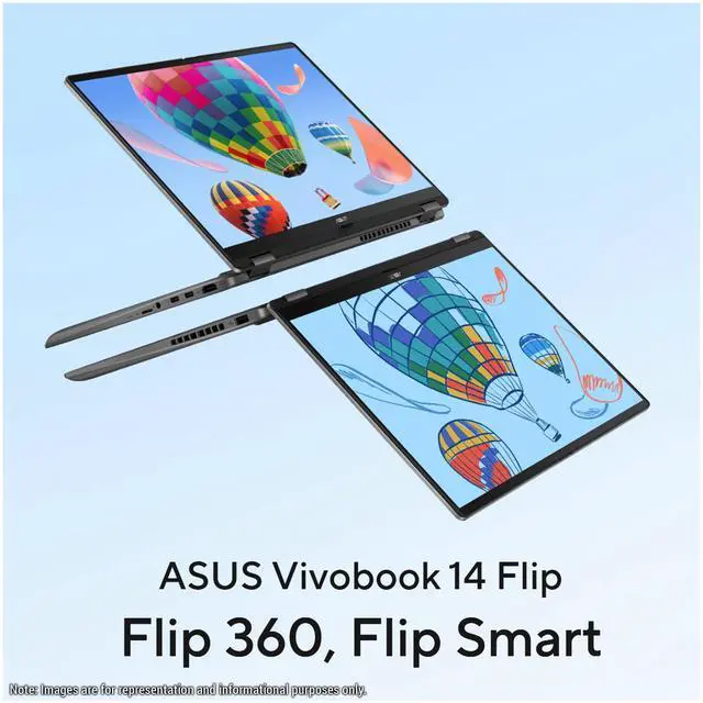 Alt view image 5 of 7 - ASUS Vivobook Flip Copilot+ Laptop, Intel Ultra 7-256V, 16 GB LPDDR5x RAM, 2 TB PCIe SSD, 14" WUXGA (1920 x 1200) OLED Touchscreen, Intel Arc Graphics, Backlit Chiclet Keyboard, W11 Home, Matte Gray