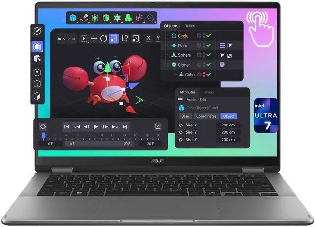 Alt view image 4 of 7 - ASUS Vivobook Flip Copilot+ Laptop, Intel Ultra 7-256V, 16 GB LPDDR5x RAM, 2 TB PCIe SSD, 14" WUXGA (1920 x 1200) OLED Touchscreen, Intel Arc Graphics, Backlit Chiclet Keyboard, W11 Home, Matte Gray