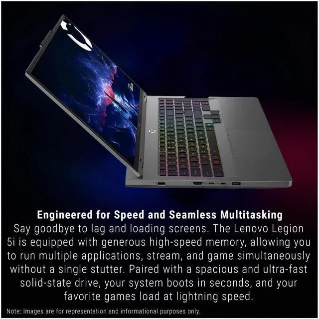 Alt view image 7 of 7 - Lenovo Legion 5i Gaming Laptop, Intel Ultra 9-275HX, 64 GB DDR5 RAM, 1 TB PCIe SSD, 16" WQXGA (2560x1600) Display, Nvidia G-Force RTX 5060, 24-Zone RGB Backlit Keyboard, W11 Home, Gray