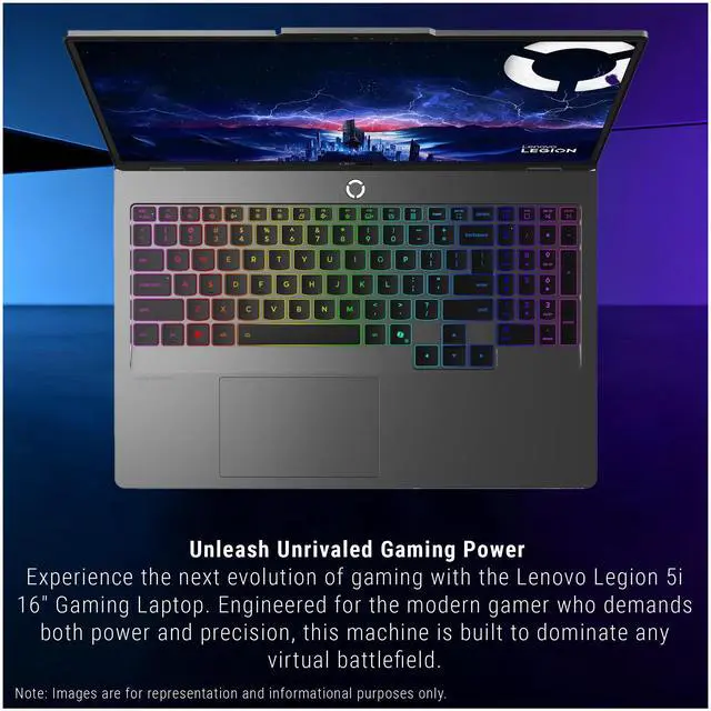 Alt view image 6 of 7 - Lenovo Legion 5i Gaming Laptop, Intel Ultra 9-275HX, 64 GB DDR5 RAM, 1 TB PCIe SSD, 16" WQXGA (2560x1600) Display, Nvidia G-Force RTX 5060, 24-Zone RGB Backlit Keyboard, W11 Home, Gray