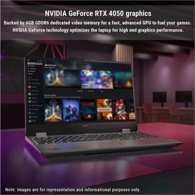 Alt view image 6 of 6 - Lenovo LOQ Gaming Laptop, AMD Ryzen 5-7235HS, 32 GB DDR5 RAM, 1 TB PCIe SSD, 15.6" FHD (1920x1800) Display, Nvidia G-Force RTX 4050, Backlit Keyboard, W11 Pro, Luna Grey