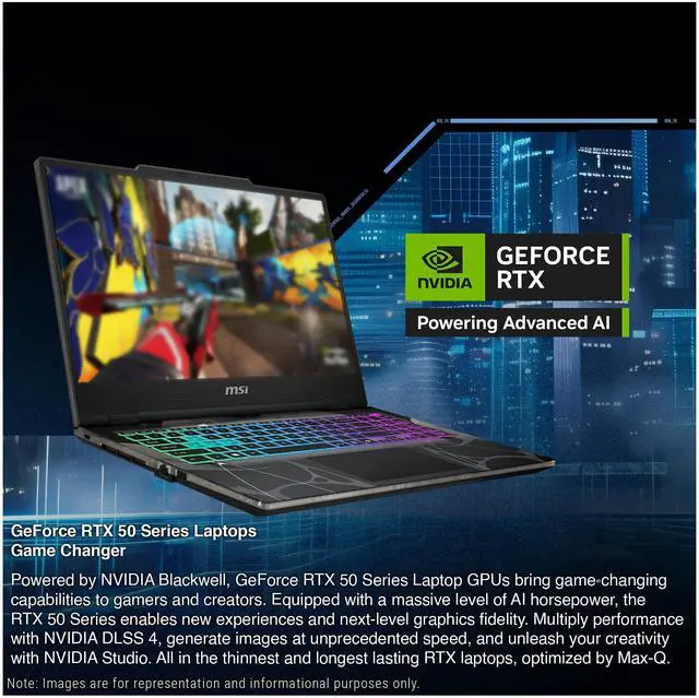 Alt view image 2 of 7 - MSI Cyborg 15 Gaming Laptop, Intel 7-240H, 32 GB DDR5 RAM, 4 TB PCIe SSD, 15.6" FHD (1920x1080) 144 Hz IPS Display, Nvidia G-Force RTX 5060, 4-zone RGB Keyboard, W11 Home, Translucent Black