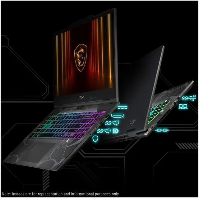 Alt view image 5 of 7 - MSI Cyborg 15 Gaming Laptop, Intel 7-240H, 32 GB DDR5 RAM, 4 TB PCIe SSD, 15.6" FHD (1920x1080) 144 Hz IPS Display, Nvidia G-Force RTX 5060, 4-zone RGB Keyboard, W11 Home, Translucent Black