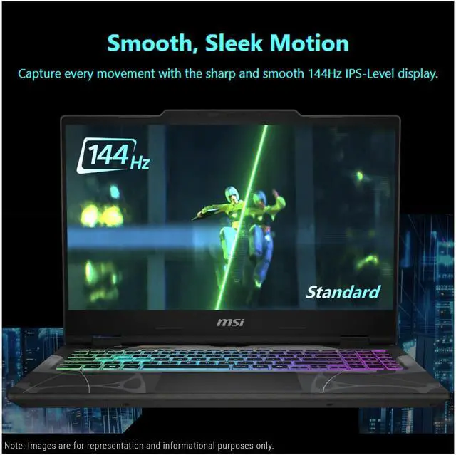 Alt view image 6 of 7 - MSI Cyborg 15 Gaming Laptop, Intel 7-240H, 32 GB DDR5 RAM, 4 TB PCIe SSD, 15.6" FHD (1920x1080) 144 Hz IPS Display, Nvidia G-Force RTX 5060, 4-zone RGB Keyboard, W11 Home, Translucent Black