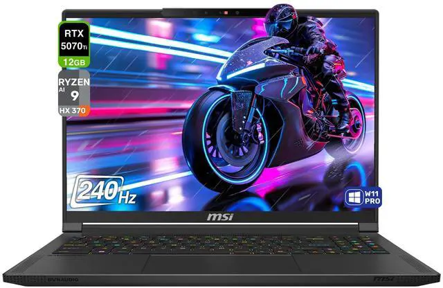 Main image of MSI Stealth A16 AI+ Gaming Laptop, AMD Ryzen AI 9 HX-370, 32 GB LPDDR5x RAM, 4 TB PCIe SSD, 16" QHD+ (2560x1600) 240Hz , Nvidia G-Force RTX 5070 Ti, RGB Backlit Keyboard, W11 Pro, Core Black
