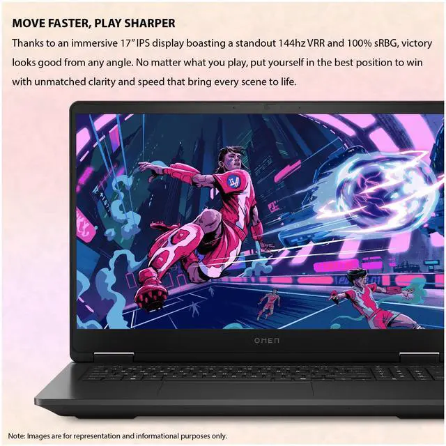 Alt view image 2 of 7 - HP OMEN 17 Gaming Laptop, AMD Ryzen AI 9-365, 16 GB DDR5 RAM, 512 GB PCIe SSD, 17.3" FHD (1920x1080) 144 Hz Display, Nvidia G-Force RTX 5070 Graphics, 1-zone Backlit Keyboard, W11 Home, Shadow Black