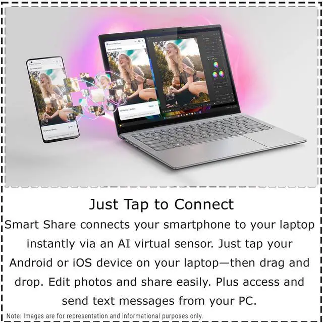 Alt view image 3 of 7 - Lenovo Slim 7i Copilot+ Laptop, Intel Ultra 7-258V, 32 GB LPDDR5x RAM, 2 TB PCIe SSD, 14" WUXGA (1920x1200) OLED Touchscreen, Integrated Intel Arc Graphics 140V, Backlit Keyboard, W11 Pro, Luna Grey