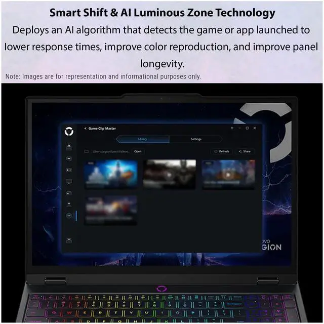 Alt view image 3 of 7 - Lenovo Legion 5i Gen 10 Gaming Laptop, Intel Ultra 7-255HX, 64 GB DDR5 RAM, 2 TB PCIe SSD, 15.1" WQXGA (2560x1600) Display, Nvidia G-Force RTX 5070, 24-Zone RGB Keyboard, W11 Home, Eclipse Black