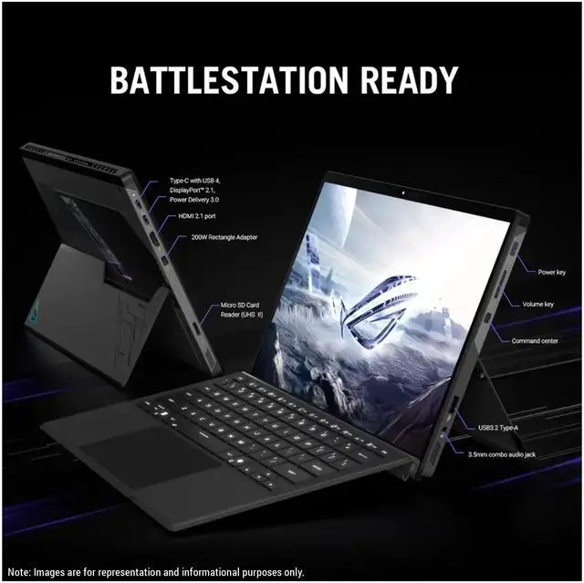 Alt view image 4 of 7 - ASUS ROG Flow Z13 Gaming Laptop, AMD Ryzen AI MAX+ 395, 32 GB LPDDR5x RAM, 2 TB PCIe SSD, 13.4" 2.5K (2560x1600) 180Hz Touchscreen, AMD Radeon 8060S Graphics, 1-Zone RGB Keyboard, W11 Pro, Off Black