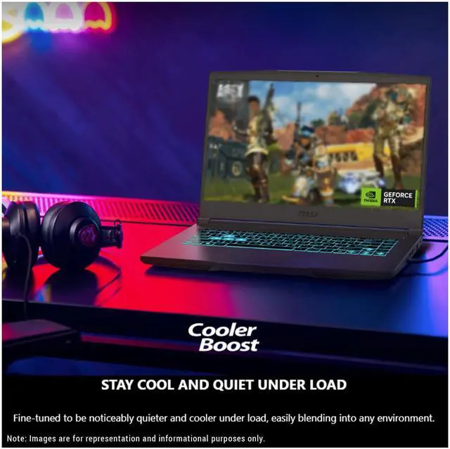 Alt view image 4 of 7 - MSI Thin 15 Gaming Laptop, Intel Core i7-13620H, 32 GB DDR4 RAM, 2 TB PCIe SSD, 15.6 FHD (1920x1080) 144Hz Display, Nvidia G-Force RTX 4050, Backlit Keyboard, W11 Home, Black