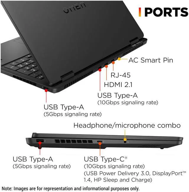 Alt view image 3 of 7 - HP OMEN Slim 16 Gaming Laptop, Intel Ultra 9-285H, 64 GB DDR5 RAM, 2 TB PCIe SSD, 16" WQXGA (2560 x 1600) 240Hz Display, Nvidia G-Force RTX 5070, Backlit 4-Zone RGB Keyboard, W11 Home, Shadow Black
