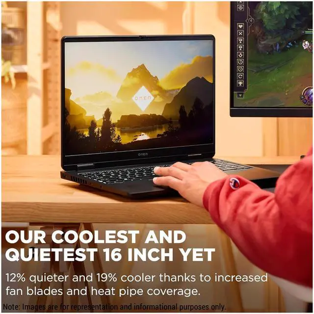 Alt view image 4 of 7 - HP OMEN Slim 16 Gaming Laptop, Intel Ultra 9-285H, 64 GB DDR5 RAM, 2 TB PCIe SSD, 16" WQXGA (2560 x 1600) 240Hz Display, Nvidia G-Force RTX 5070, Backlit 4-Zone RGB Keyboard, W11 Home, Shadow Black