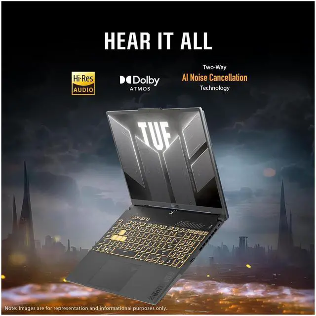 Alt view image 5 of 7 - ASUS TUF F16 Gaming Laptop, Intel 5-210H, 64 GB DDR5 RAM, 4 TB PCIe SSD, 16'' FHD+ (1920x1200, WUXGA) 144Hz IPS Display, Nvidia G-Force RTX 4050, 1-zone RGB Backlit Keyboard, W11 Pro, Mecha Gray