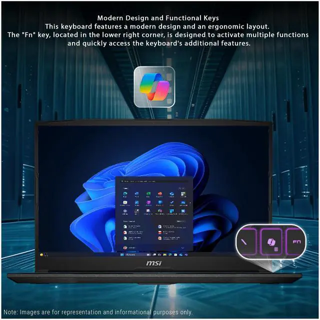 Alt view image 2 of 7 - MSI Katana 15 HX Gaming Laptop, Intel i7-14650HX, 32 GB DDR5 RAM, 2 TB PCIe SSD, 15.6" QHD (2560x1440) 165Hz Display, Nvidia G-Force RTX 5070, 4-Zone RGB Keyboard, W11 Pro, Black