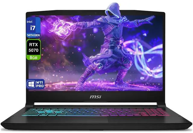 Main image of MSI Katana 15 HX Gaming Laptop, Intel i7-14650HX, 32 GB DDR5 RAM, 2 TB PCIe SSD, 15.6" QHD (2560x1440) 165Hz Display, Nvidia G-Force RTX 5070, 4-Zone RGB Keyboard, W11 Pro, Black