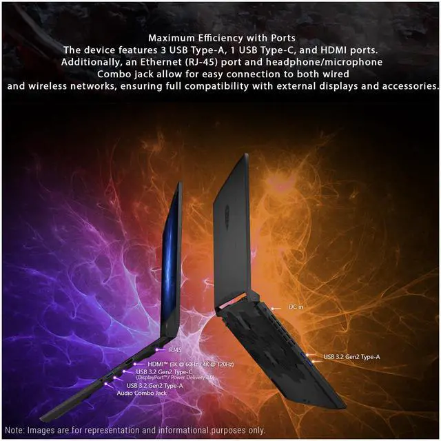 Alt view image 3 of 7 - MSI Katana 15 HX Gaming Laptop, Intel i7-14650HX, 32 GB DDR5 RAM, 2 TB PCIe SSD, 15.6" QHD (2560x1440) 165Hz Display, Nvidia G-Force RTX 5070, 4-Zone RGB Keyboard, W11 Pro, Black